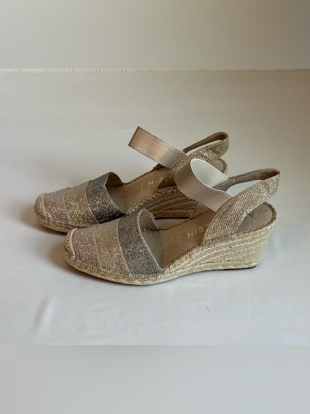 Anne Klein Metallic Multitone Espadrille Slingback Wedges - Picture 2 of 4